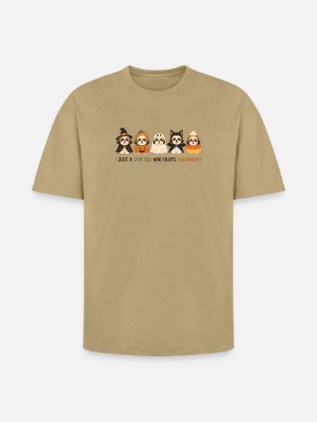 Halloween Shih Tzu Crew - Heavyweight Unisex T-Shirt HAMMER by Gildan - tan