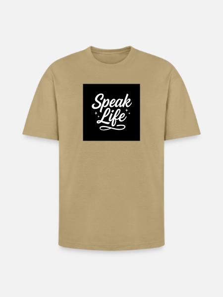 Speak Life – Inspirational Christian Quote - Heavyweight Unisex T-Shirt HAMMER by Gildan - tan