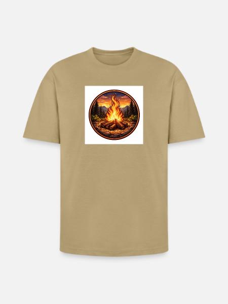 Forest Campfire Crest - Heavyweight Unisex T-Shirt HAMMER by Gildan - tan