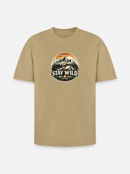 Stay Wild Camp Retro Sunset - Heavyweight Unisex T-Shirt HAMMER by Gildan - tan
