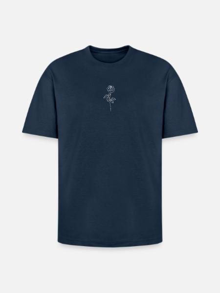 Minimalist Rose Line Art - Heavyweight Unisex T-Shirt HAMMER by Gildan - blue dusk
