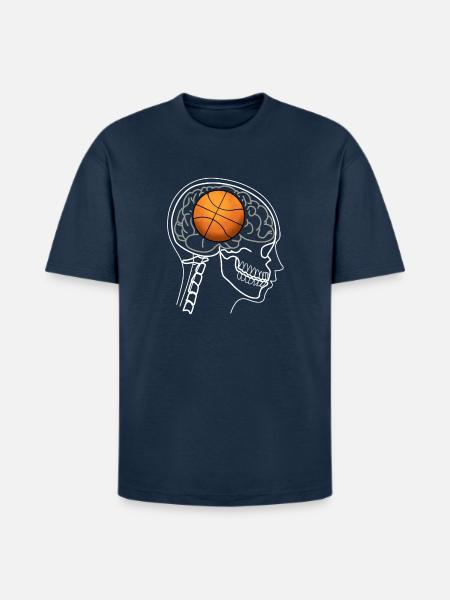 BASKETBALL BRAIN ON X-RAY DESIGN - Heavyweight Unisex T-Shirt HAMMER by Gildan - blue dusk