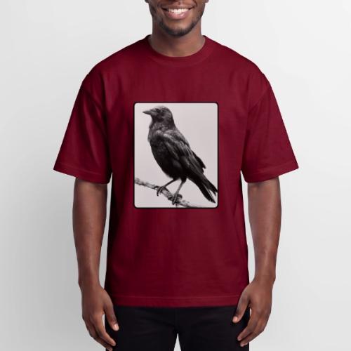 Raven Black and White Art Design - Heavyweight Unisex T-Shirt HAMMER by Gildan