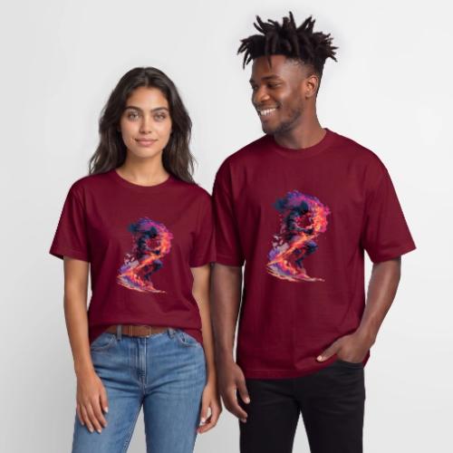 Flaming Ninja Warrior Fantasy Design - Heavyweight Unisex T-Shirt HAMMER by Gildan