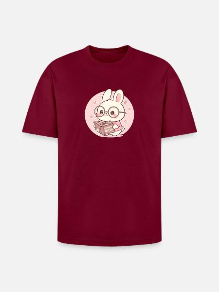 Overthinking Queen Bunny Reading - Heavyweight Unisex T-Shirt HAMMER by Gildan - Garnet