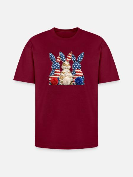 Patriotic Bunny Trio - Heavyweight Unisex T-Shirt HAMMER by Gildan - Garnet