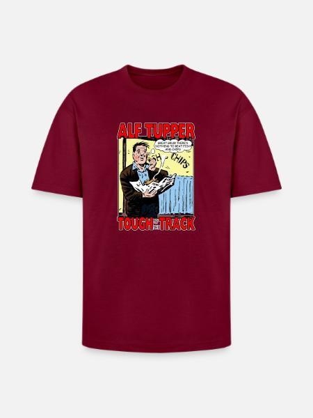 Alf Tupper Tough of the Track Comic Fish & Chips - Heavyweight Unisex T-Shirt HAMMER by Gildan - Garnet