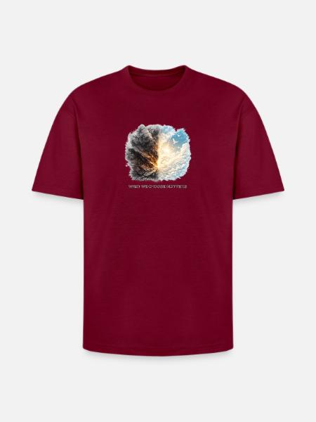 Fire and Sky Dichotomy - Heavyweight Unisex T-Shirt HAMMER by Gildan - Garnet