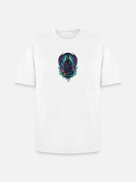 Moonlit Castle of Bats - Heavyweight Unisex T-Shirt HAMMER by Gildan - white