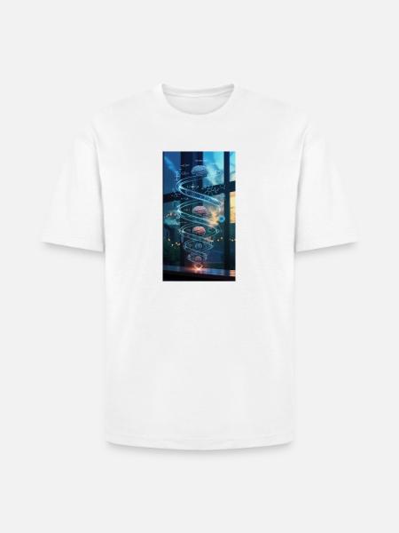 Neon Brain Spiral Science - Heavyweight Unisex T-Shirt HAMMER by Gildan - white