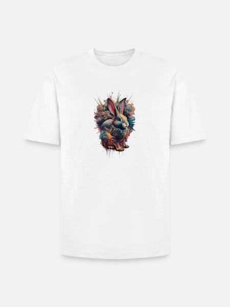 Neon Splash Rabbit - Heavyweight Unisex T-Shirt HAMMER by Gildan - white