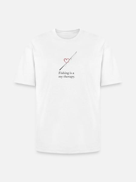 Fishing Heart Therapy Design - Heavyweight Unisex T-Shirt HAMMER by Gildan - white