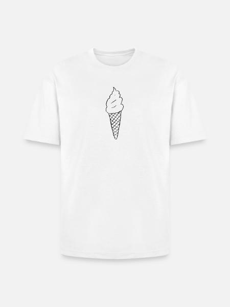 Minimal Ice Cream Cone Line Art - Heavyweight Unisex T-Shirt HAMMER by Gildan - white