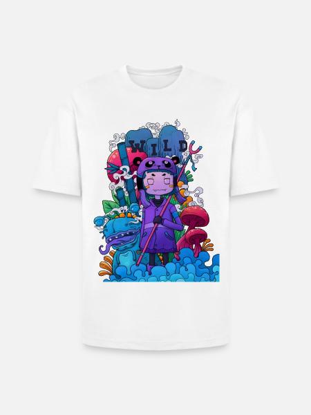 Wild Dreamer Neon Mushrooms - Heavyweight Unisex T-Shirt HAMMER by Gildan - white