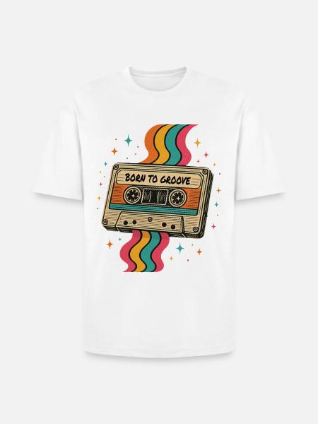 Vintage Boho Cassette Tape Design - Heavyweight Unisex T-Shirt HAMMER by Gildan - white
