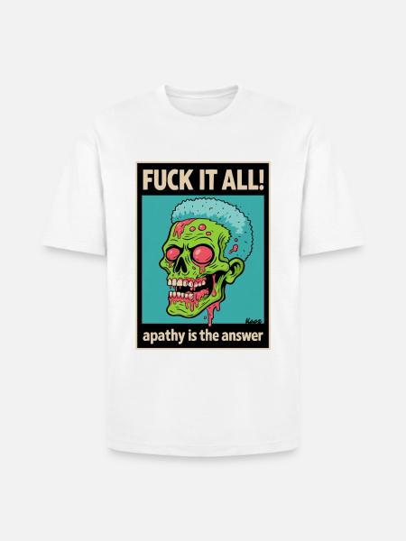 Apathy Skull Graphic with Bold Text - Heavyweight Unisex T-Shirt HAMMER by Gildan - white
