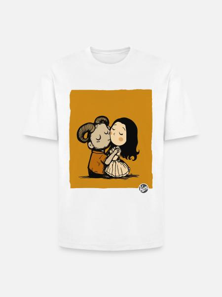 Rustic Ram Kiss Duo - Heavyweight Unisex T-Shirt HAMMER by Gildan - white