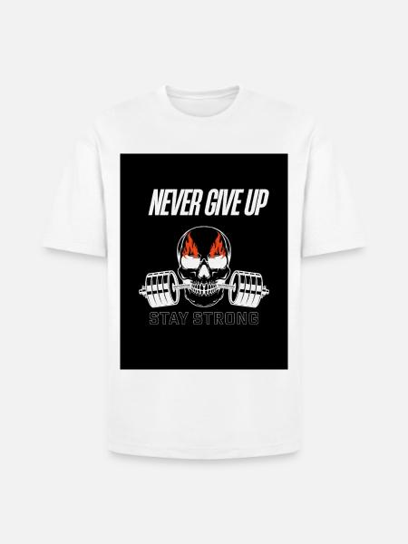 Never Give Up Skull Fitness - Heavyweight Unisex T-Shirt HAMMER by Gildan - white