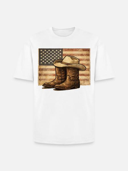Rustic Rodeo Patriot Western Americana - Heavyweight Unisex T-Shirt HAMMER by Gildan - white