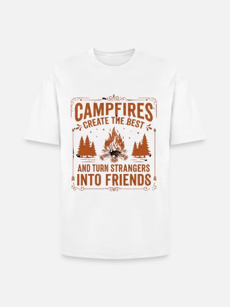 Campfires Turn Strangers Into Friends - Heavyweight Unisex T-Shirt HAMMER by Gildan - white