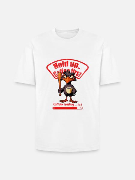 Caffeinated Crow Loading Graphic - Heavyweight Unisex T-Shirt HAMMER by Gildan - white