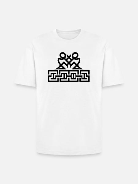 Twin Glyphs and Maze Motif - Heavyweight Unisex T-Shirt HAMMER by Gildan - white