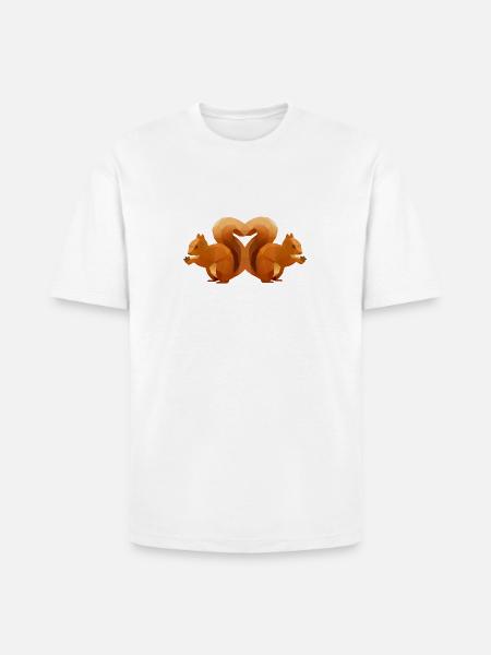 Low-Poly Squirrel Heart Duo - Heavyweight Unisex T-Shirt HAMMER by Gildan - white