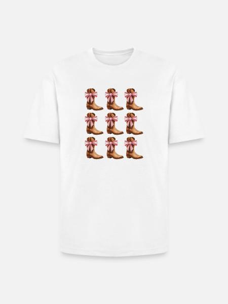 Cowgirl Boots and Pink Bows Rodeo - Heavyweight Unisex T-Shirt HAMMER by Gildan - white