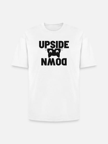 Upside Down cat Face Graphic - Heavyweight Unisex T-Shirt HAMMER by Gildan - white