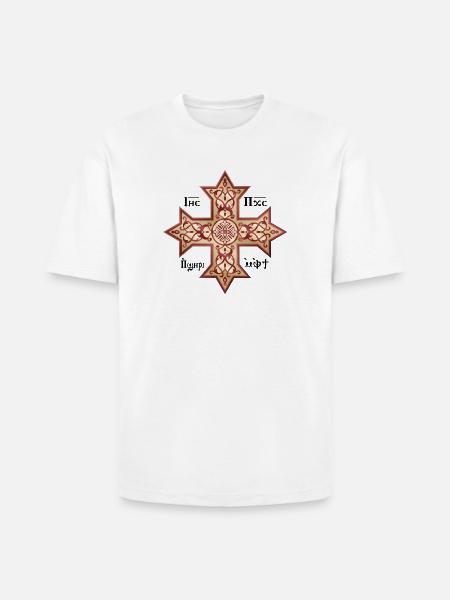 Coptic Cross Golden Icon - Heavyweight Unisex T-Shirt HAMMER by Gildan - white