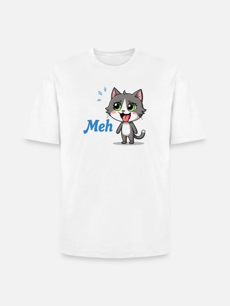 Meh – Funny Cat Meme - Heavyweight Unisex T-Shirt HAMMER by Gildan - white