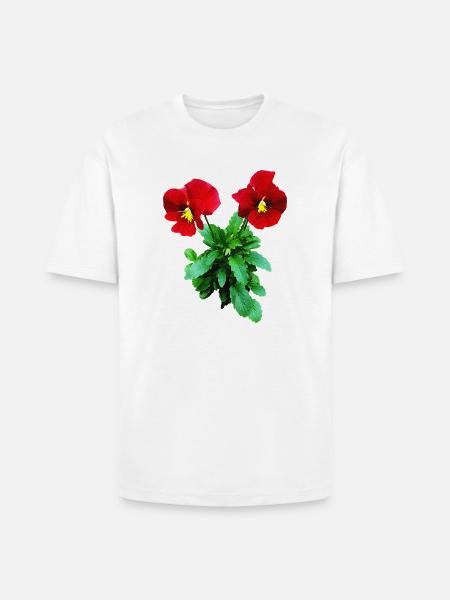 Red Pansy Duo - Heavyweight Unisex T-Shirt HAMMER by Gildan - white
