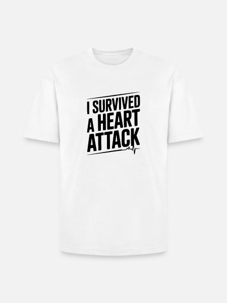 I Survived a Heart Attack - Heavyweight Unisex T-Shirt HAMMER by Gildan - white