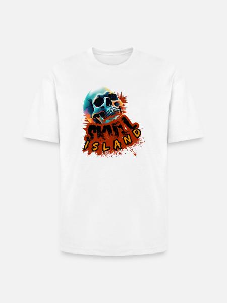 Skull Island Neon Splash - Heavyweight Unisex T-Shirt HAMMER by Gildan - white