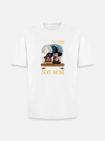 Witch Dog Mom Heart - Heavyweight Unisex T-Shirt HAMMER by Gildan - white