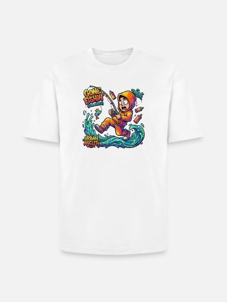 Urban Angler Neon Splash - Heavyweight Unisex T-Shirt HAMMER by Gildan - white