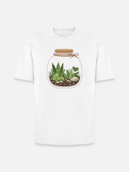 Glass Terrarium Garden Scene - Heavyweight Unisex T-Shirt HAMMER by Gildan - white