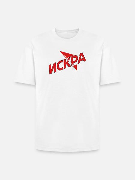 Iskra Red Spark Logo - Heavyweight Unisex T-Shirt HAMMER by Gildan - white