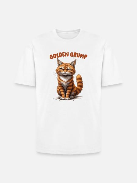 Golden Grump Cat - Heavyweight Unisex T-Shirt HAMMER by Gildan - white