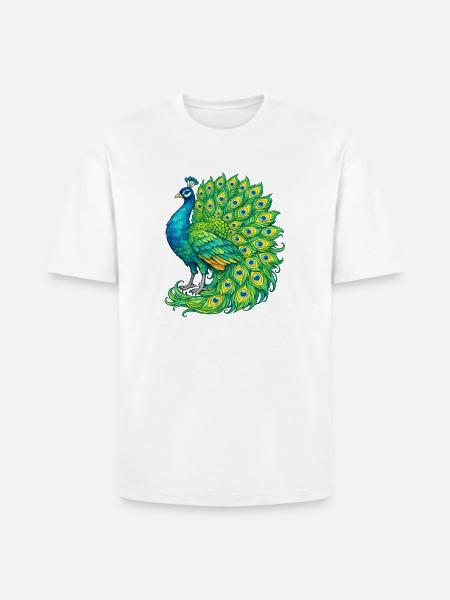 Vivid Peacock Cascade - Heavyweight Unisex T-Shirt HAMMER by Gildan - white