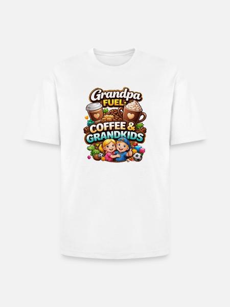 Grandpa Fuel Coffee & Grandkids - Heavyweight Unisex T-Shirt HAMMER by Gildan - white