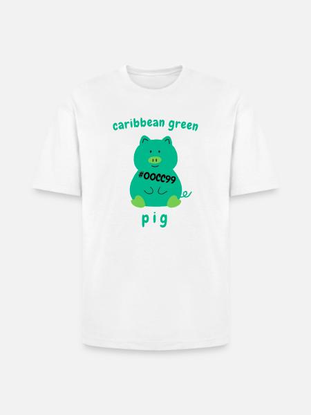 Caribbean green Pig - Heavyweight Unisex T-Shirt HAMMER by Gildan - white
