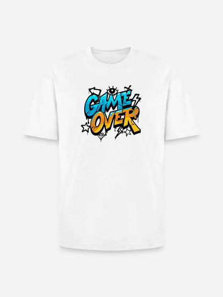 Game Over Neon Splash - Heavyweight Unisex T-Shirt HAMMER by Gildan - white