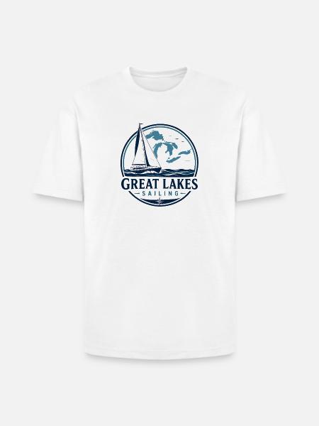 Great Lakes Sailing Logo - Heavyweight Unisex T-Shirt HAMMER by Gildan - white