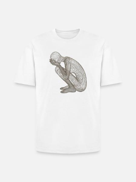 Wireframe Kneeling Figure - Heavyweight Unisex T-Shirt HAMMER by Gildan - white