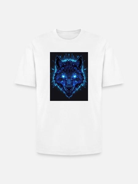 Neon Circuit Wolf - Heavyweight Unisex T-Shirt HAMMER by Gildan - white