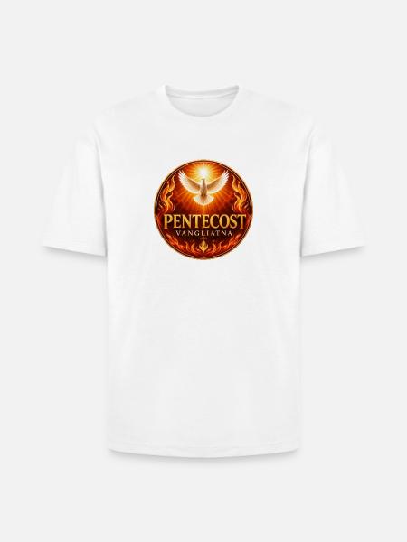 Pentecost Flame Dove Emblem - Heavyweight Unisex T-Shirt HAMMER by Gildan - white