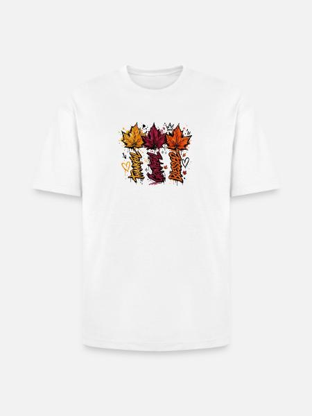Autumn Graffiti Leaves - Heavyweight Unisex T-Shirt HAMMER by Gildan - white