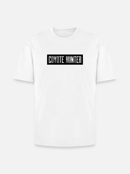 Coyote Hunter; Black with White - Heavyweight Unisex T-Shirt HAMMER by Gildan - white
