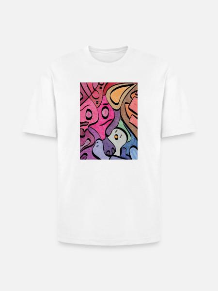 Kaleidoscopic Faces Graffiti - Heavyweight Unisex T-Shirt HAMMER by Gildan - white
